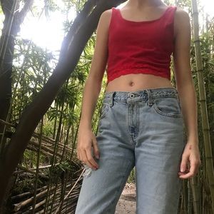 Red sexy lace crop top